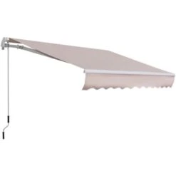 Outsunny Tenda Da Sole A Braccio Avvolgibile Manuale In Poliestere Impermeabile, Beige, 3x2m