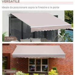 Outsunny Tenda Da Sole A Braccio Avvolgibile Manuale In Poliestere Impermeabile, Beige, 3x2m -Giardino di Lusso 3611223 5
