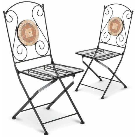 2 Pz Sedia Pieghevole Richiudibile In Ferro E Mosaico Per Esterno ZEUS Nero2 3 2 Pz Sedia Pieghevole Richiudibile In Ferro E Mosaico Per Esterno ZEUS Nero2