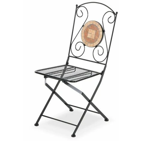 2 Pz Sedia Pieghevole Richiudibile In Ferro E Mosaico Per Esterno ZEUS Nero2 4 2 Pz Sedia Pieghevole Richiudibile In Ferro E Mosaico Per Esterno ZEUS Nero2 - immagine 2