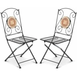 2 Pz Sedia Pieghevole Richiudibile In Ferro E Mosaico Per Esterno ZEUS Nero2 7 2 Pz Sedia Pieghevole Richiudibile In Ferro E Mosaico Per Esterno ZEUS Nero2 -Giardino di Lusso 36285637 3