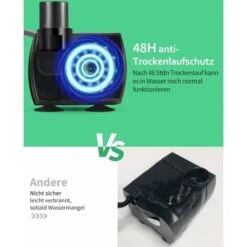 SOEKAVIA Pompa Per Acquario Con 4 Luci LED Colorate, Pompa Dell'acqua 300L/H Che Resiste Alla Combustione A Secco (48 Ore), Pompa Per Laghetto Per Acquario, Laghetto, Fontana, Giardino Nessun Rumore -Giardino di Lusso 36294252 4