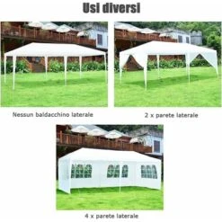 COSTWAY Gazebo Da Giardino 6 X 3 M, Tendone Per Feste Con 4 Pareti Rimovibili, Con Borsa Di Trasporto, Impermeabile Protezione UV, Per Matrimonio Eventi E Barbecue -Giardino di Lusso 36591335 3