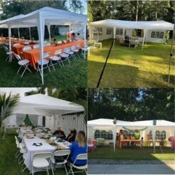 COSTWAY Gazebo Da Giardino 6 X 3 M, Tendone Per Feste Con 4 Pareti Rimovibili, Con Borsa Di Trasporto, Impermeabile Protezione UV, Per Matrimonio Eventi E Barbecue -Giardino di Lusso 36591335 4