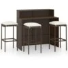 Set Bar Da Giardino 4 Pz Con Cuscini Marrone VidaXL