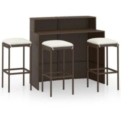 Set Bar Da Giardino 4 Pz Con Cuscini Marrone VidaXL