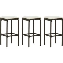 Set Bar Da Giardino 4 Pz Con Cuscini Marrone VidaXL -Giardino di Lusso 36775556 4