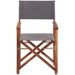 Set Di 2 Sedie Da Regista In Legno Scuro Di Acacia E Grigio Pieghevoli Cine -Giardino di Lusso 38609328 5