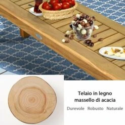 COSTWAY Panca In Legno Di Acaica, Panchina Da Giardino Senza Schienale, Ideale Per Sala Da Pranzo Ingresso Piscina Giardino (Senza Traversa Di Collegamento) -Giardino di Lusso 38689736 3