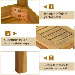 COSTWAY Panca In Legno Di Acaica, Panchina Da Giardino Senza Schienale, Ideale Per Sala Da Pranzo Ingresso Piscina Giardino (Senza Traversa Di Collegamento) -Giardino di Lusso 38689736 4