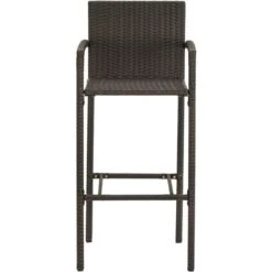 Set Bar Da Giardino 5 Pz Con Braccioli In Polyrattan Marrone VidaXL -Giardino di Lusso 40104770 5