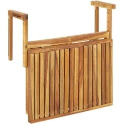 Tavolino Da Balcone Sospeso In Legno Di Acacia Chiaro 60 X 40 Cm Udine -Giardino di Lusso 40253895 5