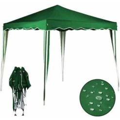 Gazebo 3x3 Pieghevole Verde Impermeabile Richiudibile Tendone Giardino Con Sacca -Giardino di Lusso 4083065 5