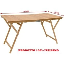 Tavolo Tavolino Pieghevole In Legno Di Faggio Naturale 70x140 Cm Campeggio Casa -Giardino di Lusso 40906343 2