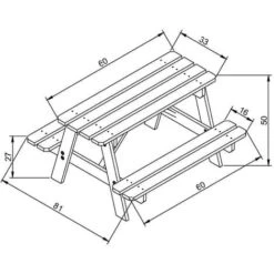Tavolo Da Picnic Per Bambini In Legno L81xL60xA50 Cm - Gruppo Tavolo Con Panche- Timbela M012 -Giardino di Lusso 42249425 3