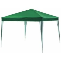 Gazebo Smontabile Quadrato 300x300cm Con Telo In Poliestere - Verde