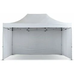 GAZEBO PROF. 3X4,5 BIANCO MT PIEGHEVOLE RAPIDO AUTOMATICO CON SET 3 PARETI LATERALI STRUTTURA IN GRIGIO MARTELLATO