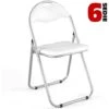 Set 6 Pezzi Sedie Imbottite Pieghevoli Colore Sedia Bianco Struttura Silver