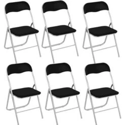 Set 6 Pezzi Sedie Imbottite Pieghevoli Colore Nero Struttura Silver Sedia Metal -Giardino di Lusso 4296527 4