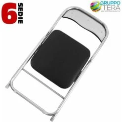 Set 6 Pezzi Sedie Imbottite Pieghevoli Colore Nero Struttura Silver Sedia Metal -Giardino di Lusso 4296527 5