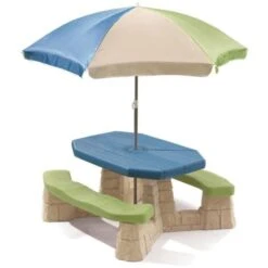 Tavolo Da Picnic Con Ombrellone Azzurro Acqua Step2
