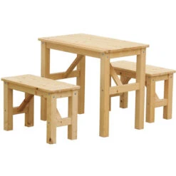 Tavolo Con 2 Sedie Per Bambini In Legno- Gruppo Tavolo Con Panche L60xL36xA51 Cm - Timbela M014