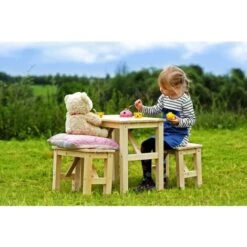 Tavolo Con 2 Sedie Per Bambini In Legno- Gruppo Tavolo Con Panche L60xL36xA51 Cm - Timbela M014 -Giardino di Lusso 45806037 5