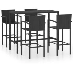Hommoo Set Da Bar Da Giardino 5 Pz In Polyrattan Nero