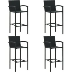Hommoo Set Da Bar Da Giardino 5 Pz In Polyrattan Nero -Giardino di Lusso 46885245 5