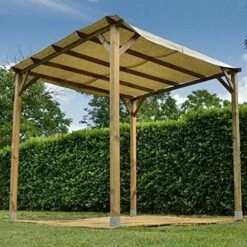 PERGOLA PERGOLATO GAZEBO IN LEGNO TETTOIA DA GIARDINO TELO COPERTURA 3x3 MT