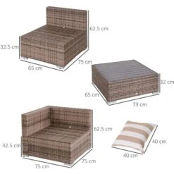 Outsunny Salotto Da Giardino In Rattan Da 7 Pezzi Con Tavolino E Divano Modulabile Con Cuscini, Grigio -Giardino di Lusso 50213097 3