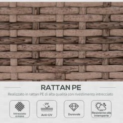 Outsunny Salotto Da Giardino In Rattan Da 7 Pezzi Con Tavolino E Divano Modulabile Con Cuscini, Grigio -Giardino di Lusso 50213097 4
