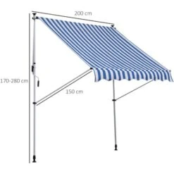 Outsunny Tenda Da Sole Da Esterno A Rullo Con Manovella, Altezza E Angolazione Regolabile, 200x150cm -Giardino di Lusso 50404439 3