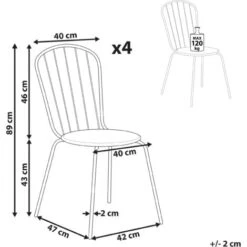Set Di Sedie Da Pranzo Da Giardino Azzurro Alto Metallo 4 Persone Calvi -Giardino di Lusso 50468063 3