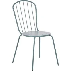 Set Di Sedie Da Pranzo Da Giardino Azzurro Alto Metallo 4 Persone Calvi -Giardino di Lusso 50468063 4