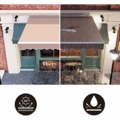 BAMNY Tenda Da Sole, Tenda Da Sole A Caduta Con Bracci, Tendalino A Scomparsa, Realizzato In Metallo E Poliestere, Resistente Ai Raggi UV E Impermeabile, Per Cortile, Ristorante, 250 X 200cm (Beige) -Giardino di Lusso 50608158 4