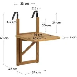 Kave Home - Tavolo Pieghevole Amarilis Da Balcone In Legno Massello Di Acacia 40 X 42 Cm FSC 100% -Giardino di Lusso 50678971 4