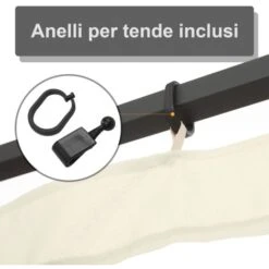 Outsunny Zanzariera Per Gazebo Tende Di Ricambio Universale Con Cerniere, 352x207cm - Nero/Beige -Giardino di Lusso 51074331 5