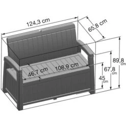 Baule Cassapanca In Resina Da Giardino Gardiun Vita Grigio Antracite 124x66x90 Cm 230 L -Giardino di Lusso 51745554 3