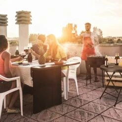 Relaxdays Tavolo Da Campeggio Pieghevole BASTIAN, Rettangolare 74x121,5x61,5 , Tavolino Da Outdoor, Aspetto Rattan, Nero -Giardino di Lusso 51969152 5