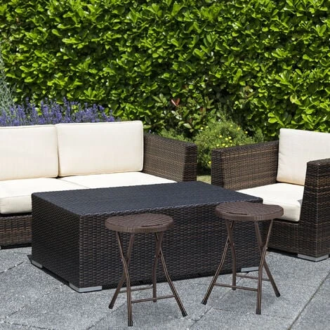 Relaxdays Sgabello Pieghevole BASTIAN, Forma Rotonda, Effetto Rattan, Resistente, HxLxP 45x32,5x29 Cm, Marrone 4 Relaxdays Sgabello Pieghevole BASTIAN, Forma Rotonda, Effetto Rattan, Resistente, HxLxP 45x32,5x29 Cm, Marrone - immagine 2