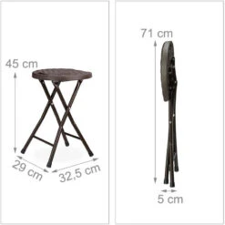 Relaxdays Sgabello Pieghevole BASTIAN, Forma Rotonda, Effetto Rattan, Resistente, HxLxP 45x32,5x29 Cm, Marrone 10 Relaxdays Sgabello Pieghevole BASTIAN, Forma Rotonda, Effetto Rattan, Resistente, HxLxP 45x32,5x29 Cm, Marrone -Giardino di Lusso 51969694 4