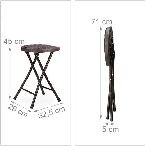 Relaxdays Sgabello Pieghevole BASTIAN, Forma Rotonda, Effetto Rattan, Resistente, HxLxP 45x32,5x29 Cm, Marrone 6 Relaxdays Sgabello Pieghevole BASTIAN, Forma Rotonda, Effetto Rattan, Resistente, HxLxP 45x32,5x29 Cm, Marrone - immagine 4