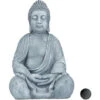Relaxdays Statua Del Buddha Seduto XL, 50 Cm, Feng Shui, Per Esterni, Decorativa, Grigio Chiaro -Giardino di Lusso 51972972 1