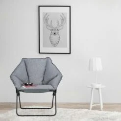 Relaxdays Moon Chair XXL, Sedia Pieghevole Da Campeggio, Interno&Esterno, Imbottita, 100 Kg, HLP 87x85x70 Cm, Grigio -Giardino di Lusso 51973797 3