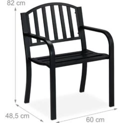 Relaxdays Sedia Da Giardino, Sediolina Con Braccioli, Acciaio, Design Moderno E Comodo, HLP 82 X 60 X 48,5 Cm, Nero -Giardino di Lusso 51976719 4