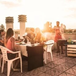 Relaxdays Tavolo Pieghevole Da Giardino, Aspetto Legno, Tavolo Rettangolare Balcone, Plastica, 75x77,5x48,5 Cm, Marrone -Giardino di Lusso 51980378 5