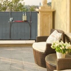 Relaxdays Tavolino Pieghevole Da Balcone, Tavolo Da Appendere Ringhiera, Altezza Regolabile, LxP: 59,5 X 36 Cm, Marrone -Giardino di Lusso 51980420 2