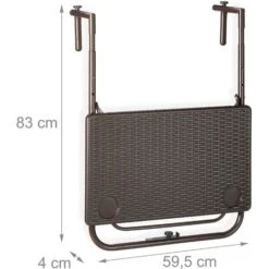 Relaxdays Tavolino Pieghevole Da Balcone, Tavolo Da Appendere Ringhiera, Altezza Regolabile, LxP: 59,5 X 36 Cm, Marrone -Giardino di Lusso 51980420 5