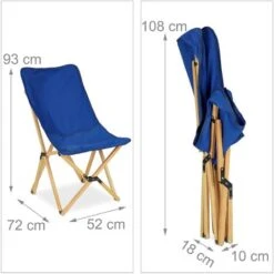 Relaxdays Sedia Da Campeggio, Poltrona Butterfly Pieghevole, HLP: 93 X 52 X 72 Cm, Interni E Esterni, Portatile, Blu -Giardino di Lusso 51983318 4
